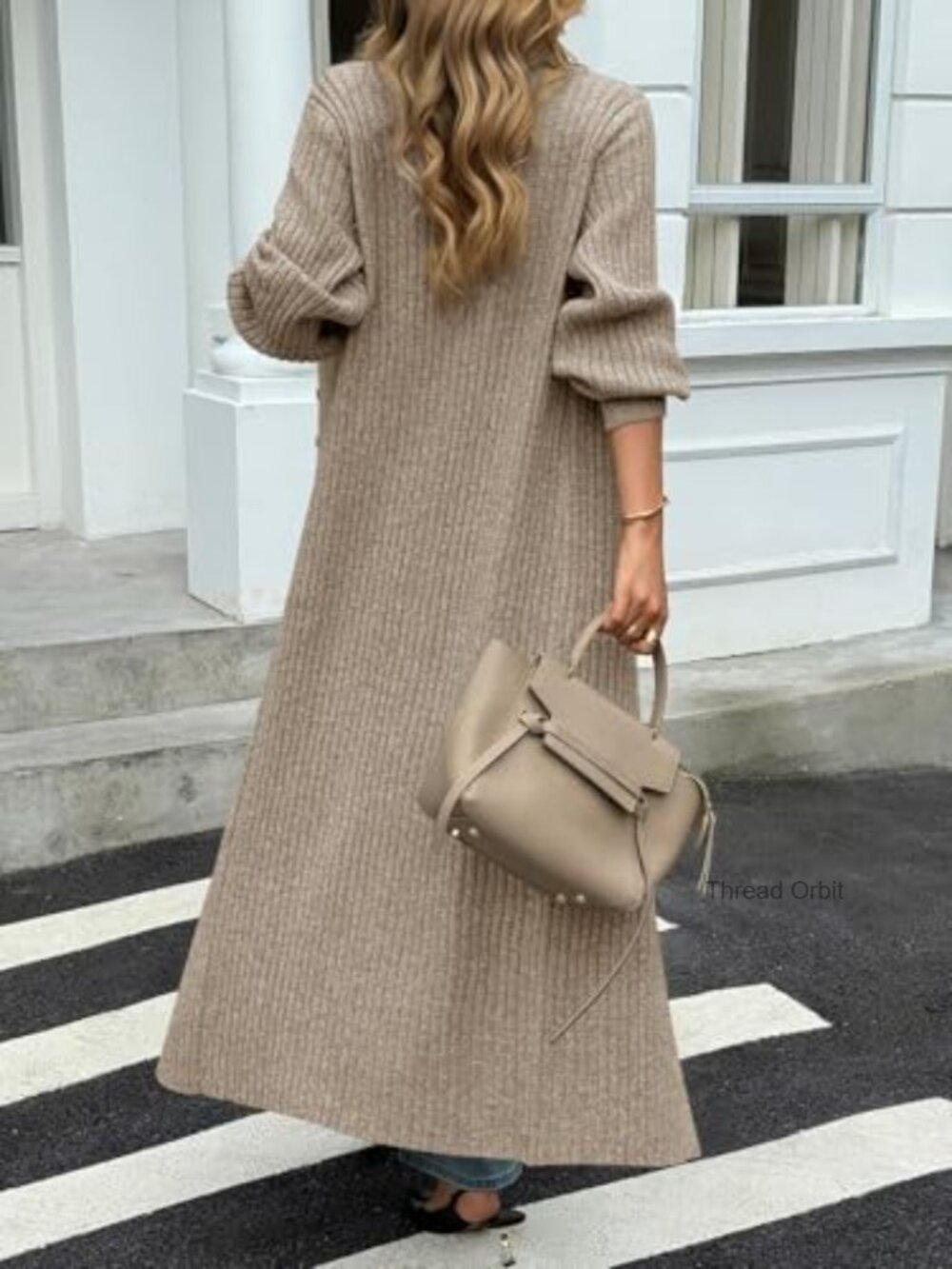 Chunky Knit V-Neck Button Down Maxi Long Cardigan Duster Sweater Coat - Picture 4 of 7